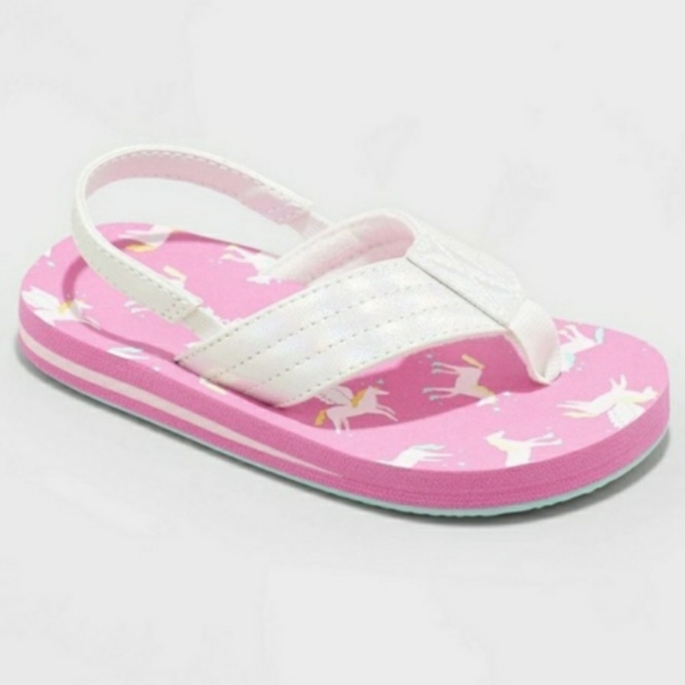 Cat & Jack Shawn Slip-on Flip Flops Unicorn Toddler 7/8